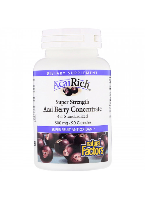 Natural Factors, AcaiRich, Acai Berry Concentrate, Super Strength, 500 mg, 90 Capsules