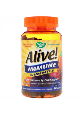 Nature's Way, Alive! Immune Gummies, Grape/Cherry Flavors, 90 Gummies