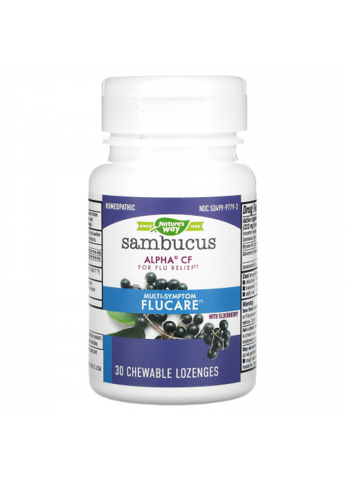 Nature's Way, Sambucus FluCare, Multi-Symptom Flu Relief, Elderberry, 30 Chewable Lozenges