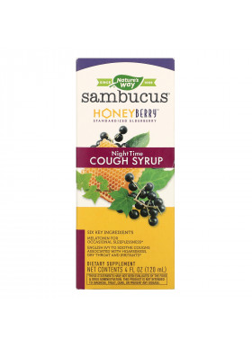 Nature's Way, Sambucus, HoneyBerry NightTime Cough Syrup, 4 fl oz (120 ml)