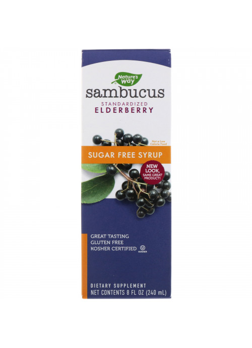 Nature's Way, Sambucus, Standardized Elderberry, Sugar-Free Syrup, 8 fl oz (240 ml)