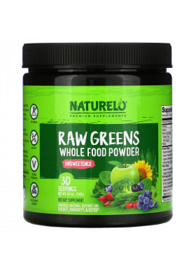 NATURELO, Raw Greens, Whole Food Powder, Unsweetened, 8.5 oz (240 g)