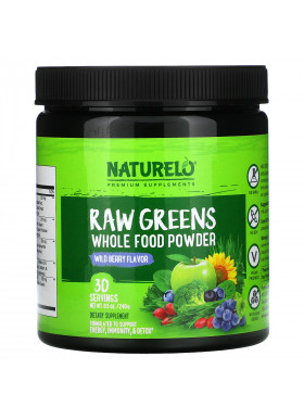 NATURELO, Raw Greens, Whole Food Powder, Wild Berry, 8.5 oz (240 g)