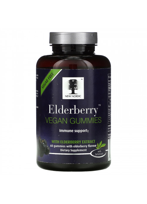 New Nordic, Elderberry Vegan Gummies with Elderberry Extract, 60 Gummies