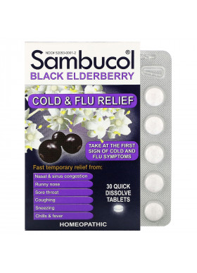 Sambucol, Black Elderberry, Cold & Flu Relief, 30 Quick Dissolve Tablets