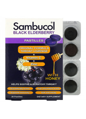 Sambucol, Black Elderberry Pastilles with Honey, 20 Pastilles