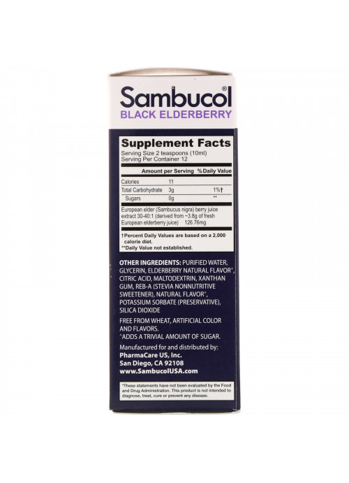 Sambucol, Black Elderberry Syrup, Sugar Free Formula, 4 fl oz (120 ml)