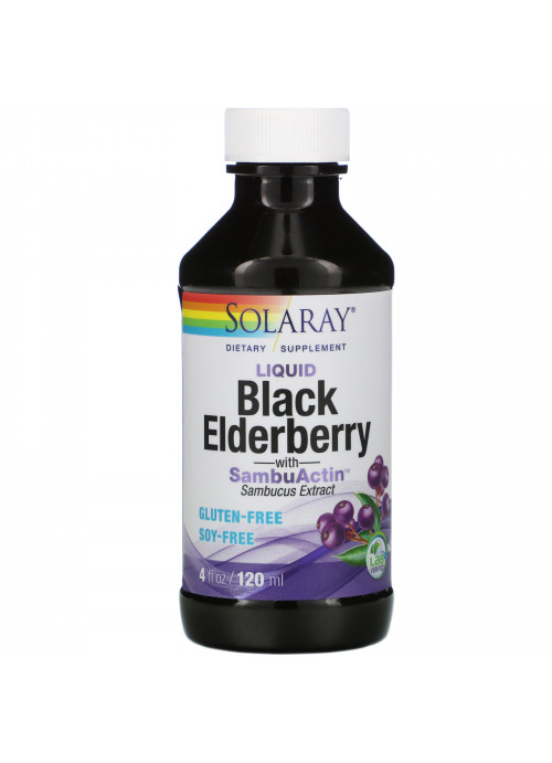 Solaray, Liquid Black Elderberry Extract with SambuActin, 4 oz (120 ml)