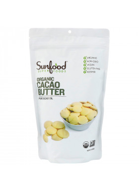 Sunfood, Organic Cacao Butter, 1 lb (454 g)