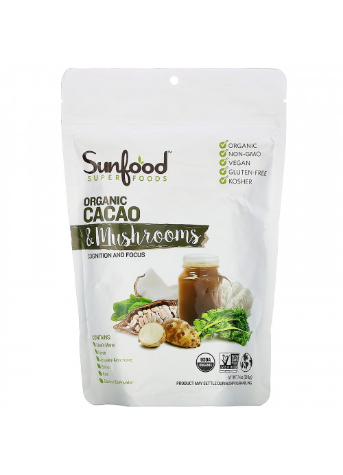 Sunfood, Superfoods, Organic Cacao & Mushrooms, 7.4 oz (210 g)