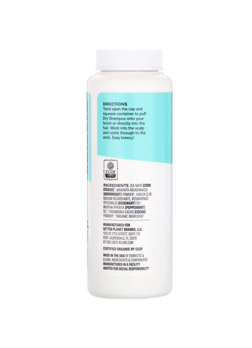 Acure, Dry Shampoo, Brunette to Dark Hair, Rosemary & Cocoa, 1.7 oz (58 g)