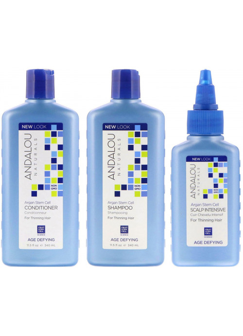 Andalou Naturals, Argan Stem Cell, Thinning Hair System, Age Defying, 3 Piece Kit