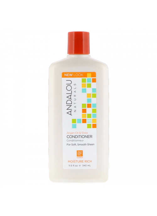 Andalou Naturals, Conditioner, Moisture Rich, For Soft, Smooth Sheen, Argan Oil & Shea, 11.5 fl oz (340 ml)