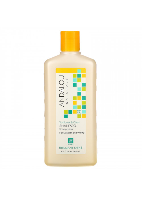 Andalou Naturals, Shampoo, Brilliant Shine, For Strength and Vitality, Sunflower & Citrus, 11.5  fl oz (340 ml)