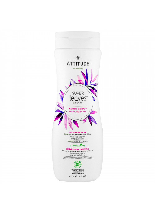ATTITUDE, Super Leaves Science, Natural Shampoo, Moisture Rich, Quinoa & Jojoba, 16 oz (473 ml)