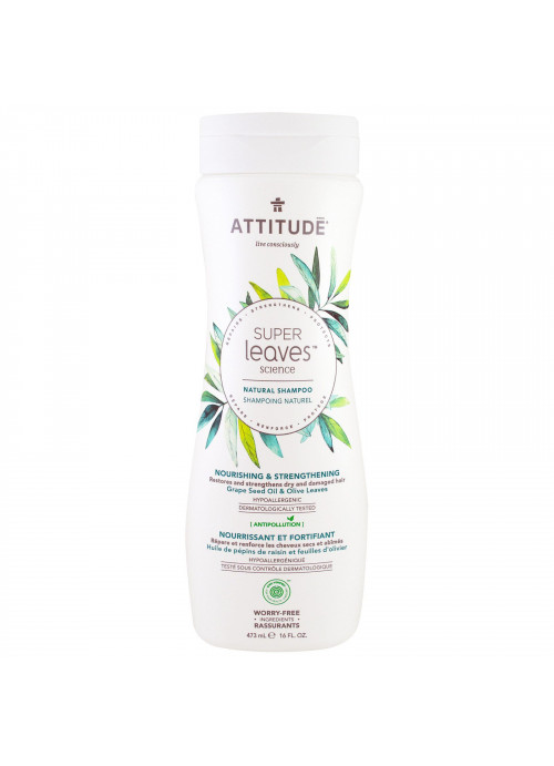 ATTITUDE, Super Leaves Science, Natural Shampoo, Nourishing & Strengthening, Grape Seed Oil & Olive Leaves, 16 oz (473 ml)