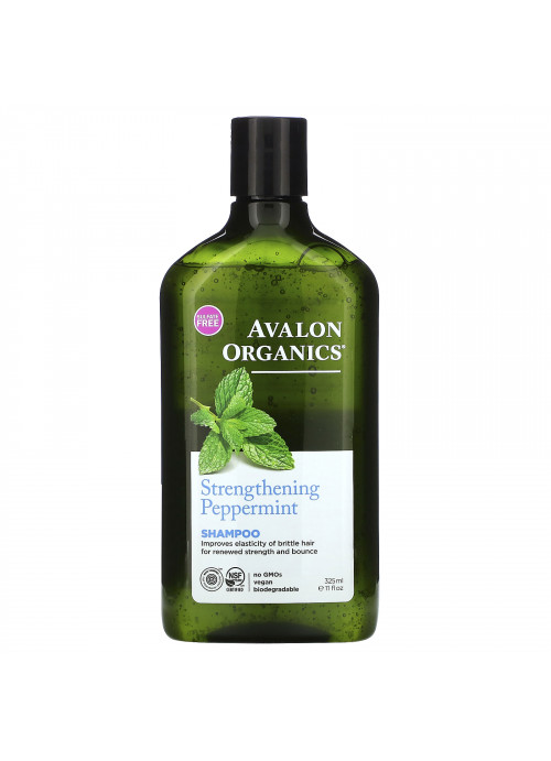 Avalon Organics, Shampoo, Strengthening, Peppermint, 11 fl oz (325 ml)