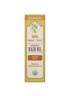 Badger Company, Herbal Hair Oil, Jojoba Rosemary & Tea Tree, 2 fl oz (59.1 ml)