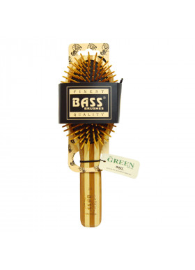 Bass Brushes, Extra Large Oval, Hair Brush, Cushion, Wood Bristles with Stripped Bamboo Handle, 1 Hair Brush