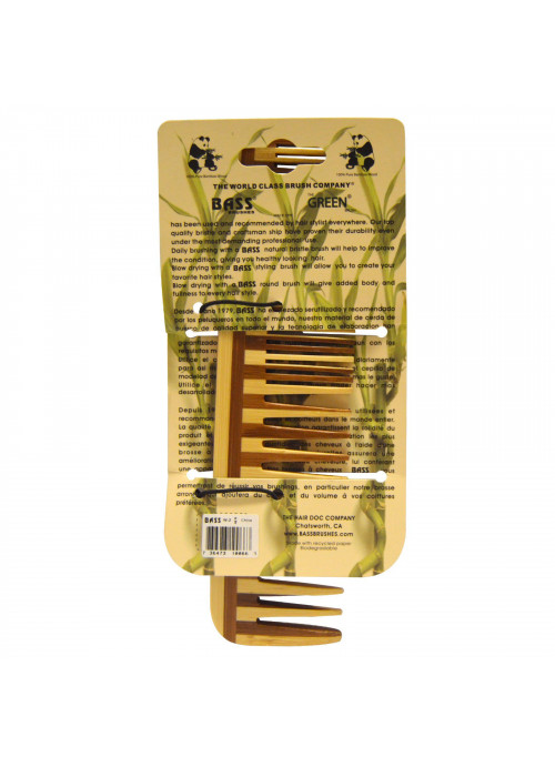 Bass Brushes, Large Wood Comb, Wide Tooth/ Fine Combination