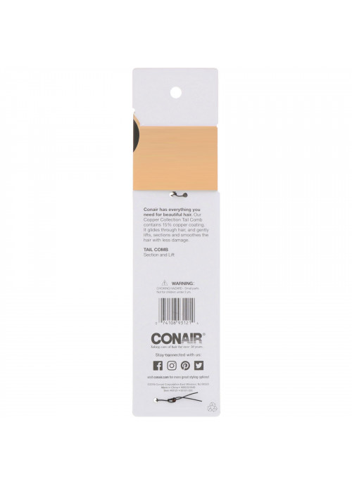 Conair, Copper Collection, Lift and Section, Tail Comb, 1 Comb