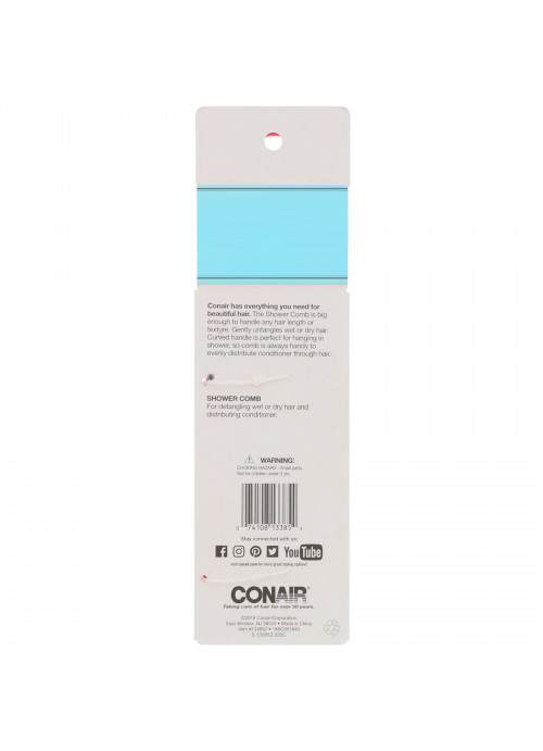 Conair, Detangle & Smooth Shower Comb, For Wet or Dry Hair, 1 Comb