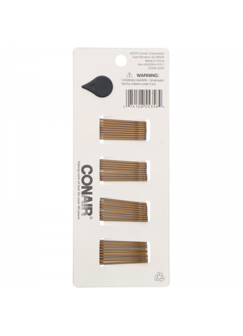 Conair, Mini Pins, Brown, 36 Pieces
