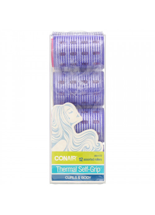 Conair, Thermal Self-Grip, Curls & Body, Hair Rollers, 12 Assorted Rollers