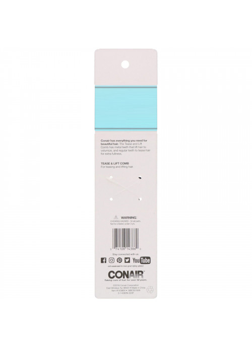 Conair, Volumize & Fullness, Two Combs in One, Tease & Lift Comb, 1 Comb