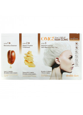 Double Dare, OMG! 3 in 1 Self Hair Clinic, For Damaged Hair, 3 Step Kit