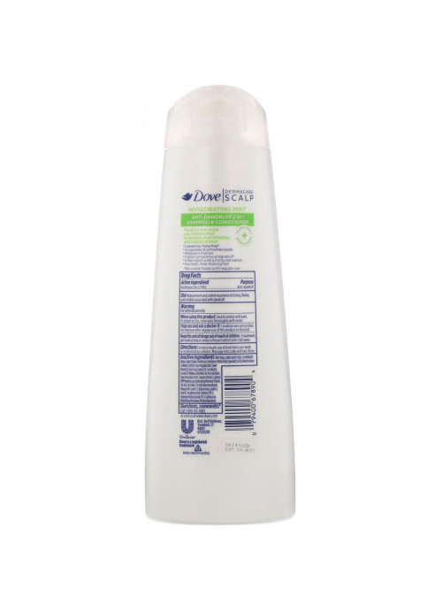 Dove, Dermacare Scalp, Anti-Dandruff 2 in 1 Shampoo & Conditioner, Invigorating Mint, 12 fl oz (355 ml)