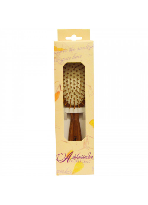 Fuchs Brushes, Ambassador Hairbrushes, Bamboo, Large Oval/Wood Pins, 1 Brush