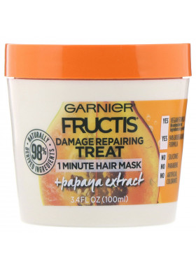 Garnier, Fructis, Damage Repairing Treat, 1 Minute Hair Mask, + Papaya Extract, 3.4 fl oz (100 ml)