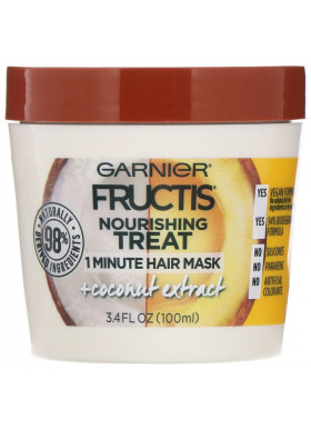 Garnier, Fructis, Nourishing Treat, 1 Minute Hair Mask + Coconut Extract, 3.4 fl oz (100 ml)