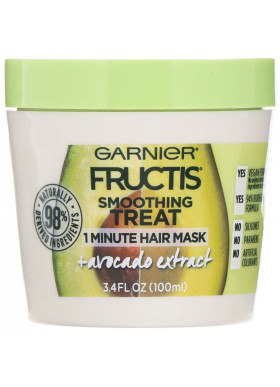 Garnier, Fructis, Smoothing Treat, 1 Minute Hair Mask + Avocado Extract, 3.4 fl oz (100 ml)