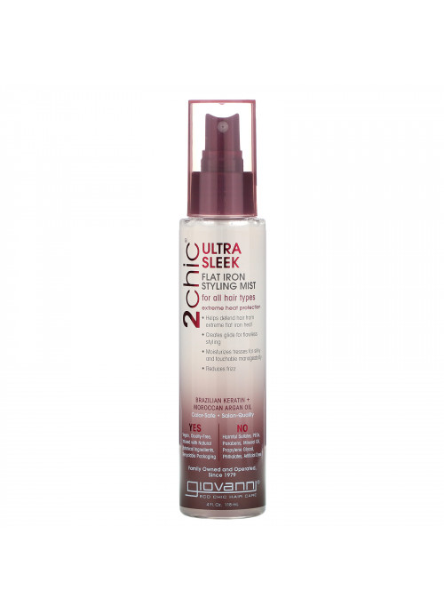 Giovanni, 2chic, Flat Iron Styling Mist, Brazilian Keratin & Argan Oil, 4 fl oz (118 ml)
