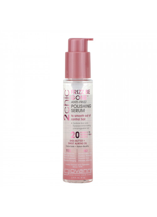 Giovanni, 2chic, Frizz Be Gone, Anti-Frizz Polishing Serum, Shea Butter + Sweet Almond Oil, 2.75 fl oz (81 ml)