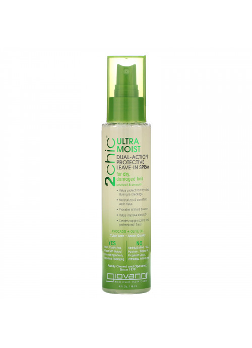 Giovanni, 2chic, Ultra-Moist Dual Action Protective Leave-In Spray, Avocado & Olive Oil, 4 fl oz (118 ml)