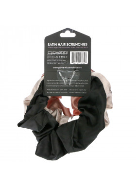 Giovanni, Satin Hair Scrunches, Extra Large, Blush, Gray and Black,  3 Pack