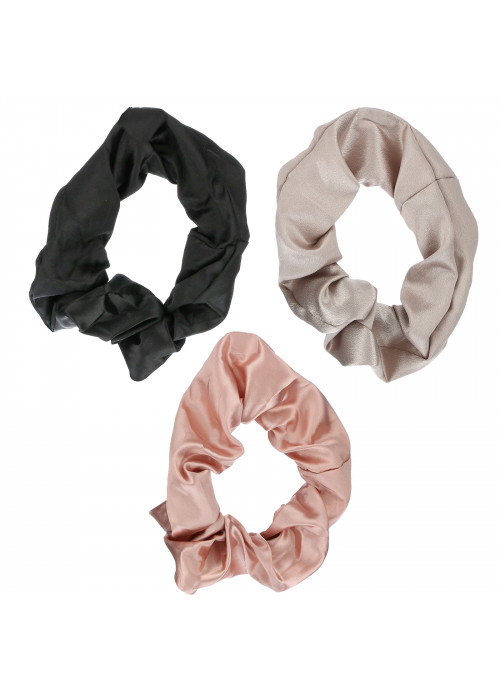 Giovanni, Satin Hair Scrunches, Extra Large, Blush, Gray and Black,  3 Pack