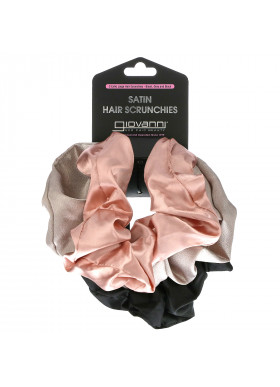 Giovanni, Satin Hair Scrunches, Extra Large, Blush, Gray and Black,  3 Pack