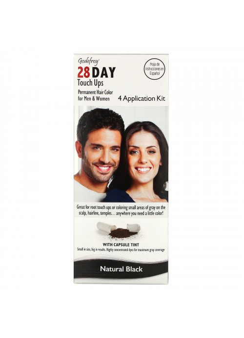 Godefroy, 28 Day Touch Ups, Natural Black, 4 Application Kit
