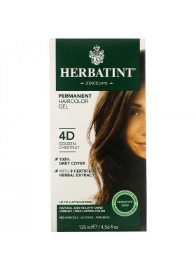 Herbatint, Permanent  Haircolor Gel, 4D, Golden Chestnut, 4.56 fl oz (135 ml)