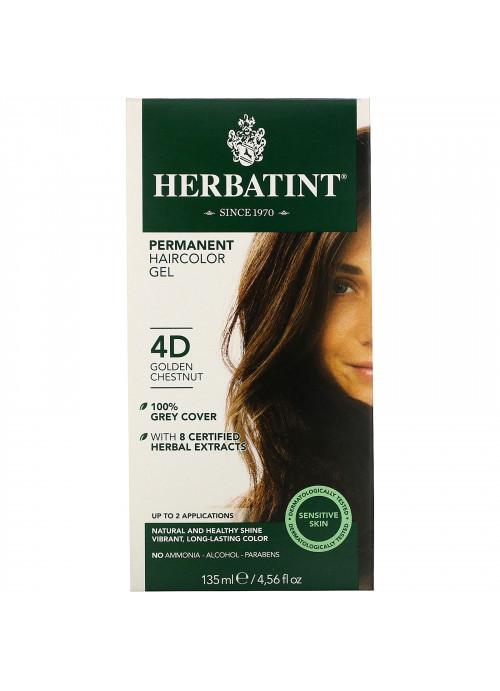 Herbatint, Permanent  Haircolor Gel, 4D, Golden Chestnut, 4.56 fl oz (135 ml)