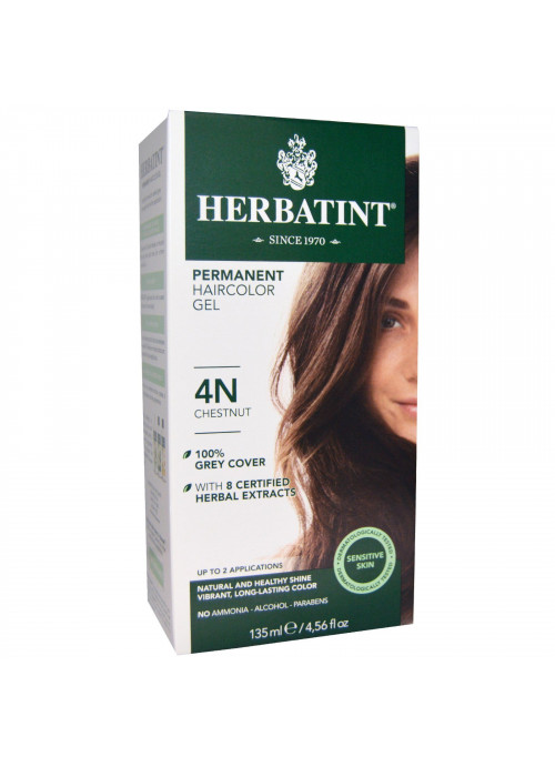 Herbatint, Permanent Haircolor Gel, 4N, Chestnut, 4.56 fl oz (135 ml)