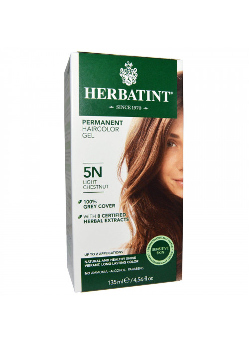 Herbatint, Permanent Haircolor Gel, 5N, Light Chestnut, 4.56 fl oz (135 ml)