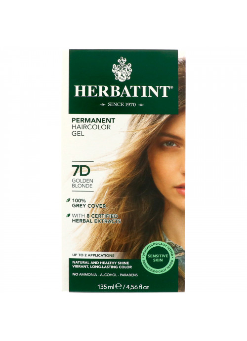 Herbatint, Permanent Haircolor Gel, 7D, Golden Blonde, 4.56 fl oz (135 ml)