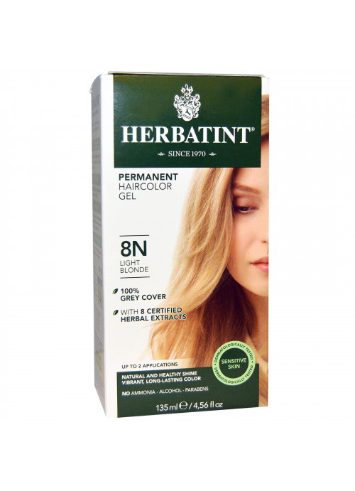 Herbatint, Permanent Haircolor Gel, 8N, Light Blonde, 4.56 fl oz (135 ml)