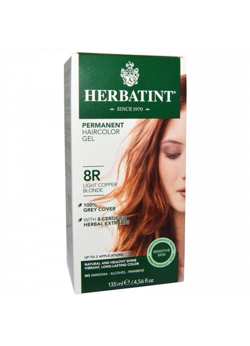 Herbatint, Permanent Haircolor Gel, 8R, Light Copper Blonde, 4.56 fl oz (135 ml)