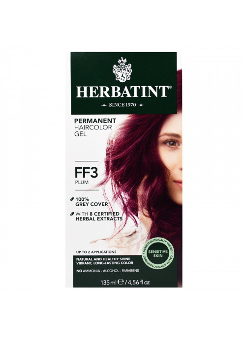 Herbatint, Permanent Haircolor Gel, FF 3, Plum, 4.56 fl oz (135 ml)